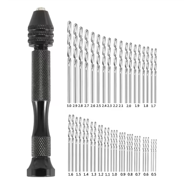 Juego De 49 Piezas De Brocas Manuales 0.2-3.4mm Para Madera Joyería Y Artesanía Herramienta De Perforación Mini Aluminio - 1