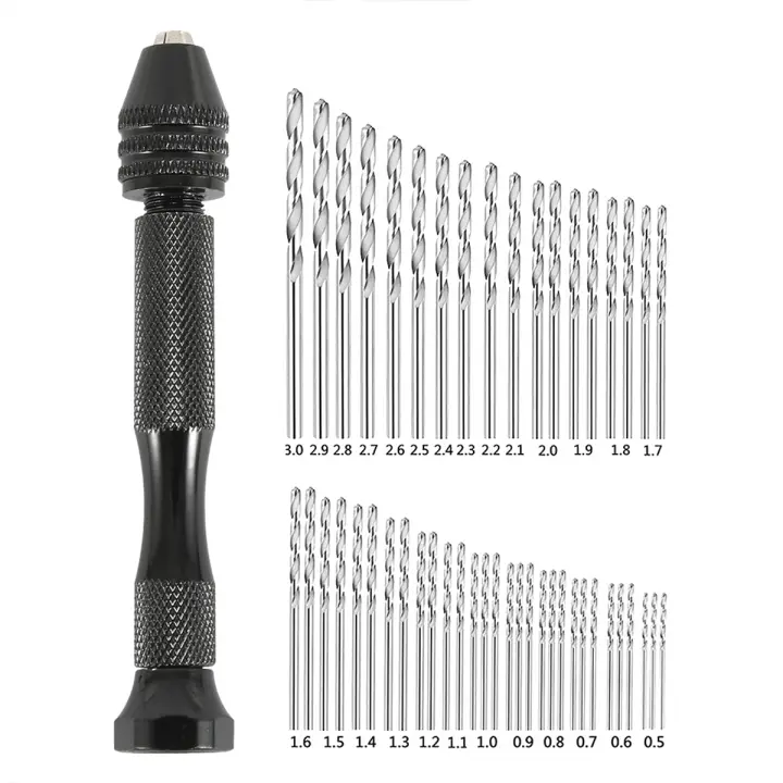 Juego De 49 Piezas De Brocas Manuales 0.2-3.4mm Para Madera Joyería Y Artesanía Herramienta De Perforación Mini Aluminio - 1