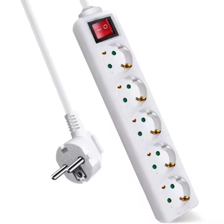 Regletas Alargador con Interruptor, Cables 1M, para el hogar, Oficina,Viajes,etc.16A, 250V, 3680W,alta calidad.WKL Store - 1