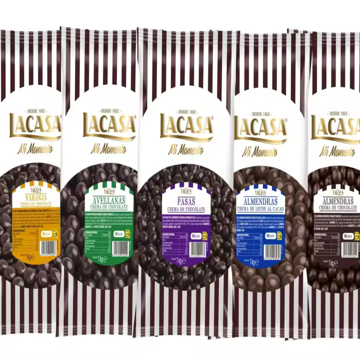 Lacasa pack 5kg deliciosas bolas de frutos secos con chocolate: Pasas de Corinto Negro,Almendra Negro,Almendra Leche,Avellana Negro, naranja Negro - 1