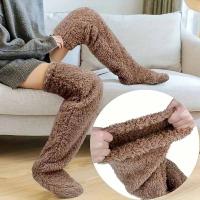Calcetines Largos De Pena Para Mujer Invierno Cálidos Y Suaves Leggings De Muñeca Sobre Rodilla Calentadores De Piernas Y Pies - details 4