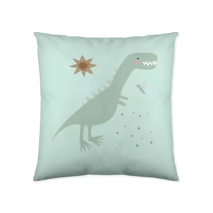 FUNDA DE COJIN VACIO INFANTIL 100% ALGODÓN JURASIC GREEN 40x40 CM HACIENDO EL INDIO FABRICADO EN ESPAÑA - 1