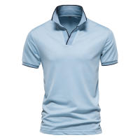 Camisa Polo De Cuello V AIOPESON Para Hombres Color Sólido Manga Corta Estilo Clásico Ropa Masculina Verano 2022 Anti-Pelusa - details 3