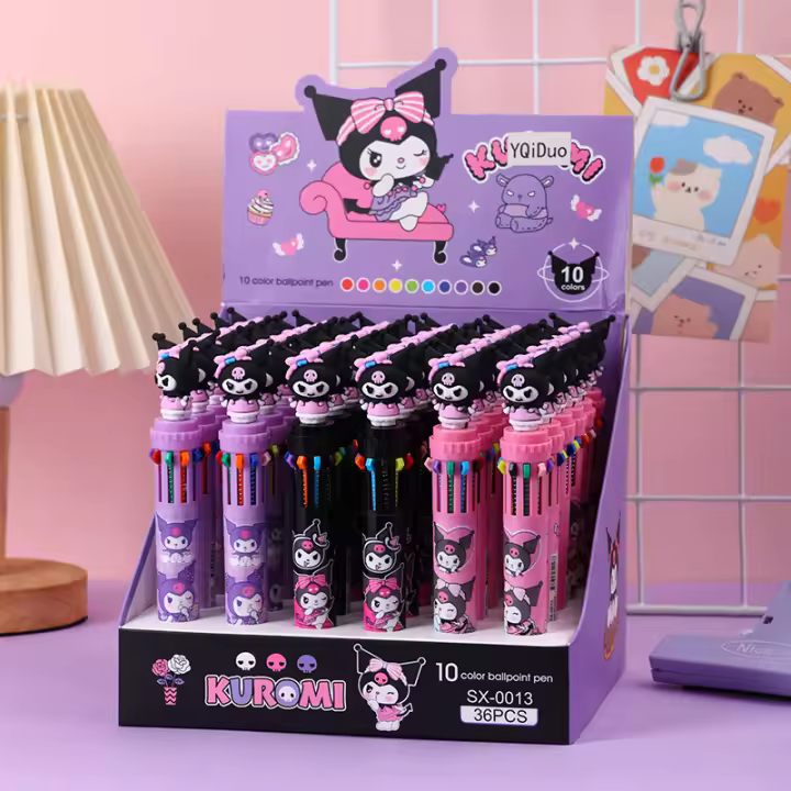 36pcs Bolígrafo De Punto De Sello 0.7mm En 10 Colores Kuromi Sanrio Para Dibujo Y Escritura En Cuaderno Lateral Marcador Estilo Japonés - 1