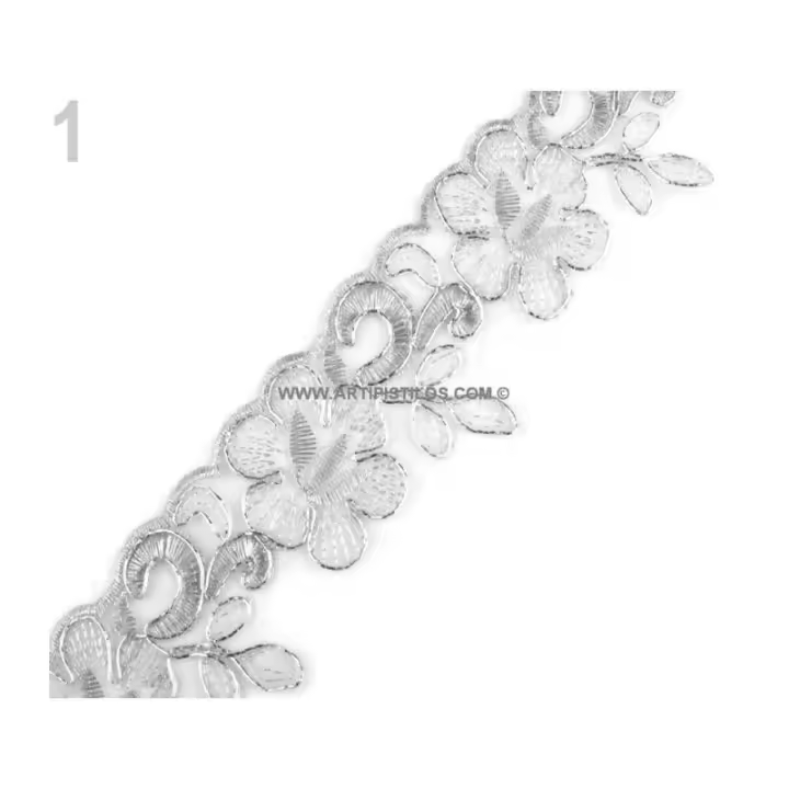 Cinta Organza Bordada Lurex Galón Pasamanería Decorativa 1m X 58mm - 1