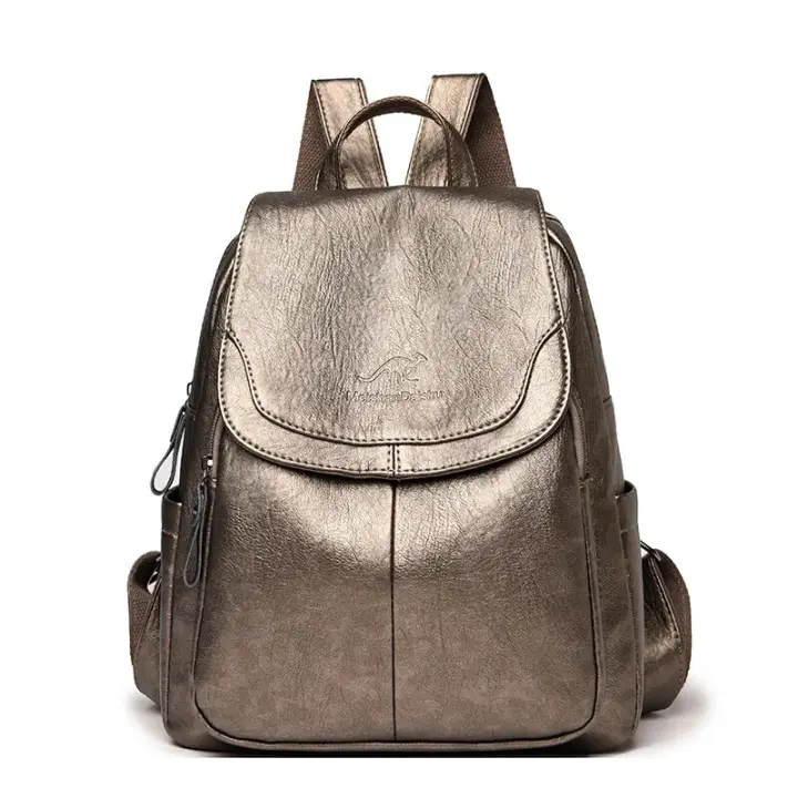 Mochilas de cuero para mujer bolsos de hombro femeninos Vintage bolsos de viaje casuales Mochilas escolares 9 colores - 1