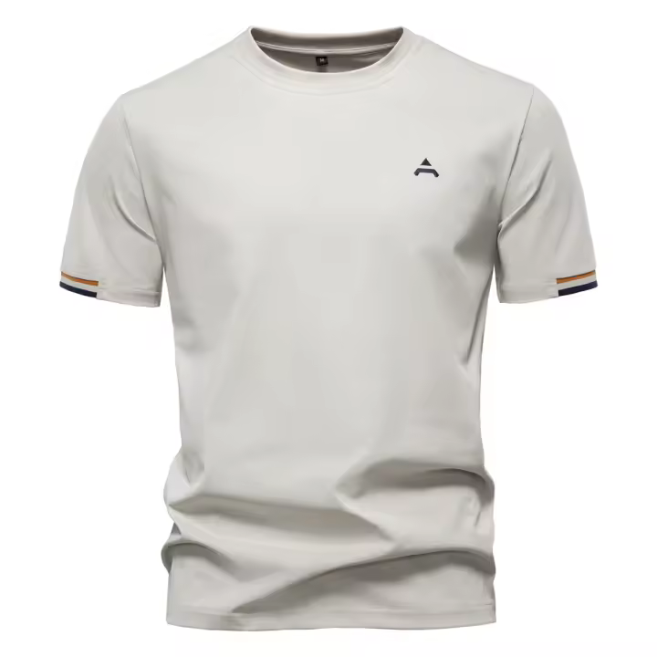 Camiseta Deportiva AIOPEAON Para Hombres De Color Sólido Cuello Redondo Casual De Alta Calidad Tops Ligeros Transpirables Para Verano - 1