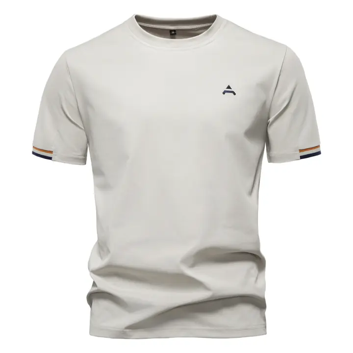 Camiseta Deportiva AIOPEAON Para Hombres De Color Sólido Cuello Redondo Casual De Alta Calidad Tops Ligeros Transpirables Para Verano - 1