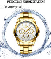 Reloj De Pulsera De Lujo Para Hombre CHENXI Dial Dorado Cuarzo Acero Inoxidable Impermeable Reloj De Negocios Con Manos Luminosas Y Cierre De Seguridad - details 5