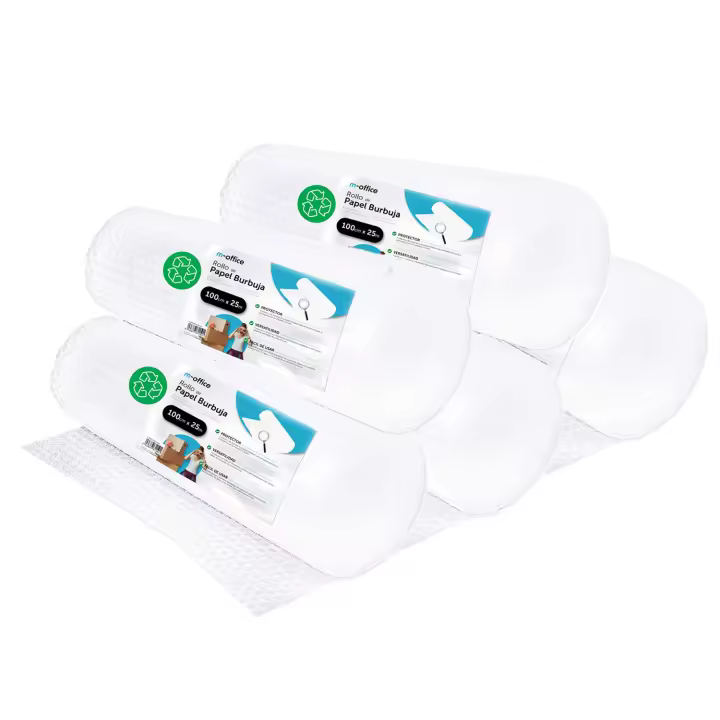 Rollo Plástico de Burbujas, Rollo de Burbujas Reciclado para Embalar, Plástico de Burbujas para Mudanzas, Embalajes y Cajas, Plástico de Burbujas para Embalaje · m-office (100cm x 25m, 5 und) - 1