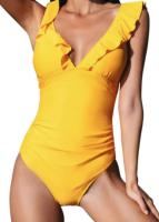 Traje de baño con cuello en V con traje de baño con cordones y borde con volantes - details 4