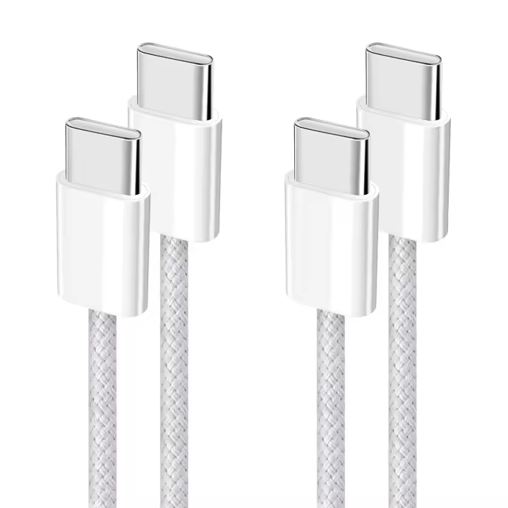 Cable trenzado dual tipo C, cable de datos de carga rápida, cable de datos trenzado de nailon, cargador de teléfono móvil [paquete de 2, 1 metro] - 1