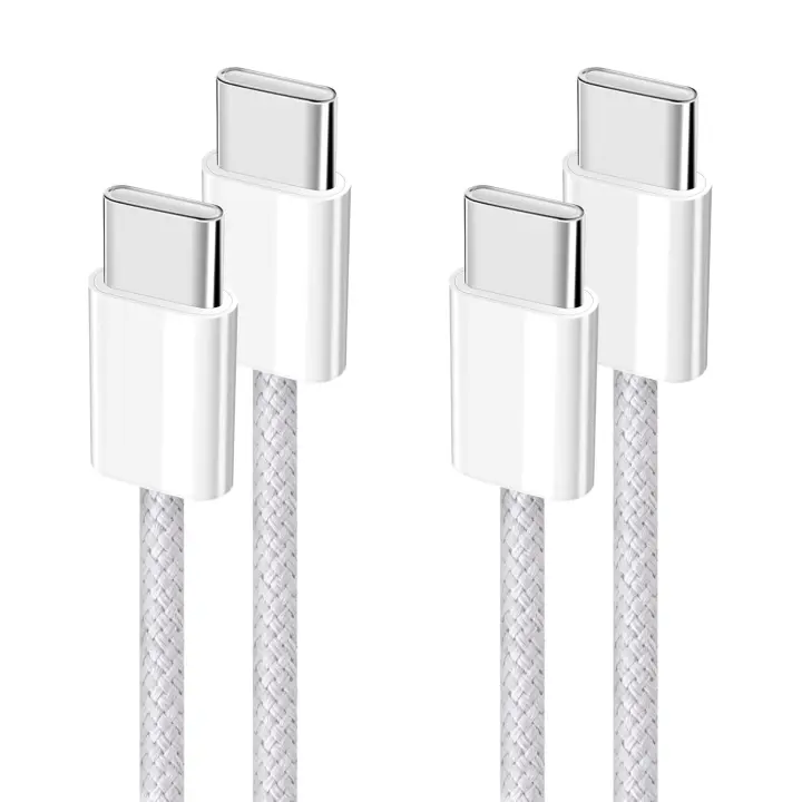 Cable trenzado dual tipo C, cable de datos de carga rápida, cable de datos trenzado de nailon, cargador de teléfono móvil [paquete de 2, 1 metro] - 1