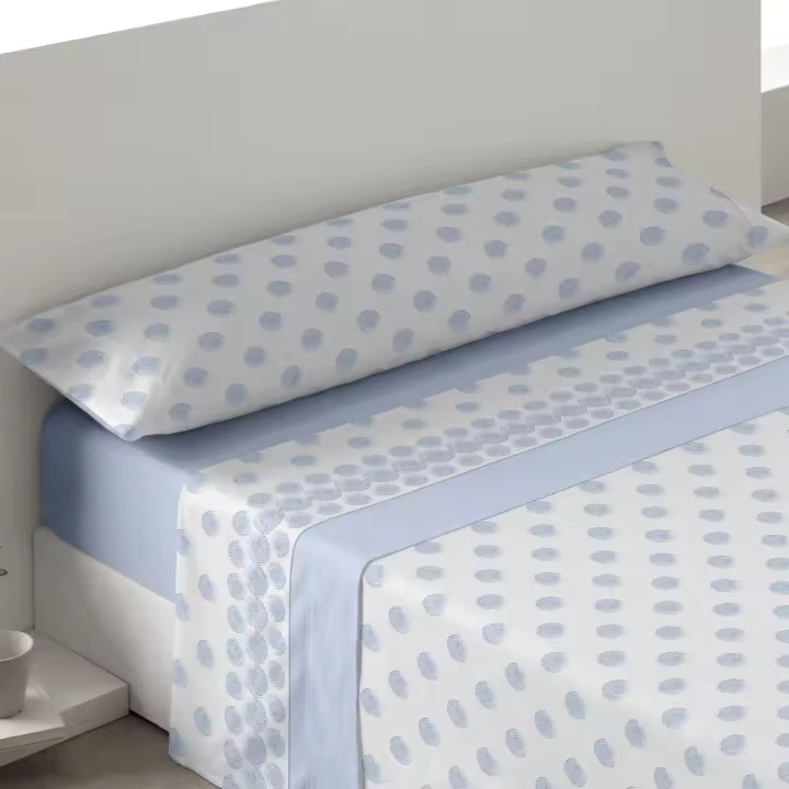 Ram's, Juegos Sabanas Verano Primavera  Microfibra Estampada Mod. OREGON color Azul  Tres piezas (Bajera+Encimera +Funda Almohada)  Cama 90,105,135,150. Tacto muy suave - 1