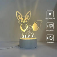 Lámpara De Noche 3D De Zorro Con Ilusión Óptica Y Toque Cambio De Color Ambiental De 7 Colores Para Dormitorio - details 0