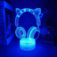 Lámpara De Noche Con Ilusión 3D Auriculares Iluminación De Escritorio Decoración De Habitación Para Juegos Y Regalo De Navidad Para Niños - details 2