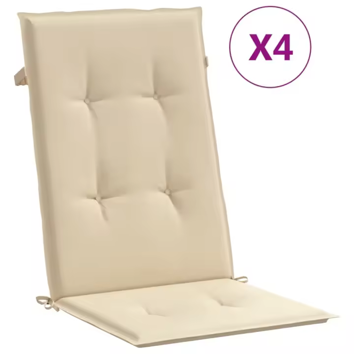 Silla de Jardín respaldo alto 4 UDS lona beige 120x50x3cm - 1
