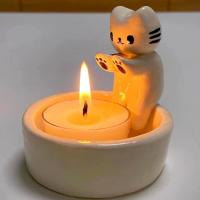Candelabros de gato, candelabros con forma de patas de gato que calientan la vela, candelabros de té con forma de gatito, adornos para candelabros con forma de patas de gato que calientan la vela - details 0