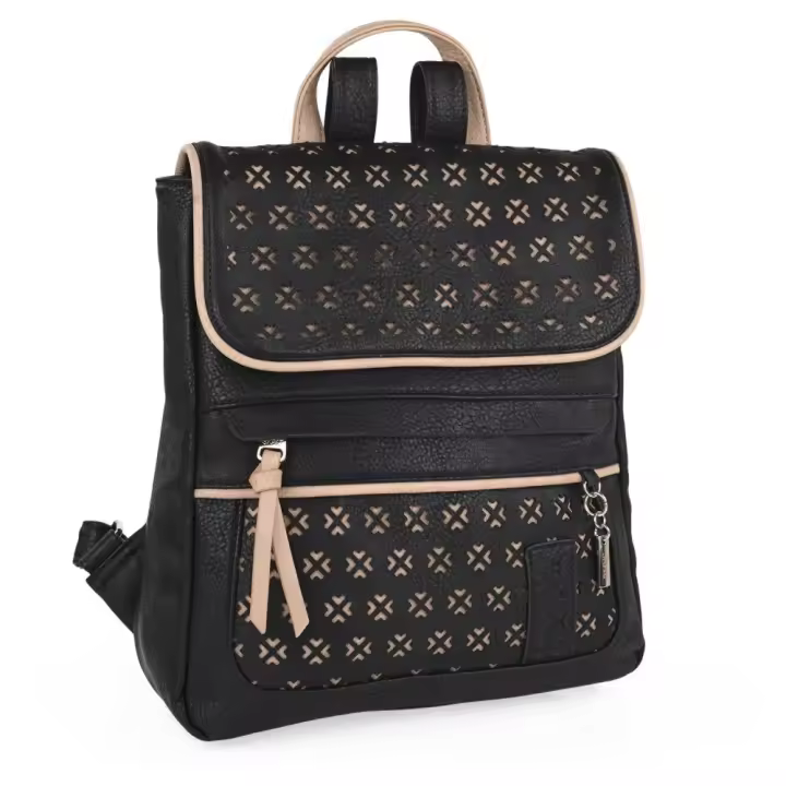 Mochila Mujer Skpa T Crosses - Negro, con Cremallera y Compartimentos - 1