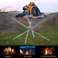 Estante De Fuego Plegable De Acero Inoxidable Para Camping Al Aire Libre BBQ Bonfire En Jardín Y Patio Marco De Madera Para Campfire - details 0