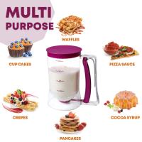 Dispensador de masa Manual de 900 ml, dispensador de panqueques para Panaderos Caseros, perfecto para cupcakes, panqueques y gofers, herramienta esencial para hornear en la cocina [púrpura] - details 3