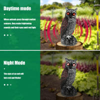 1/2Pcs Despavoridor De Pájaros Solares En Resina Con Ojos Parpadeantes Y Cabeza Giratoria Estatua De Buho Para Jardín Lawn Decoración De Exterior - details 10
