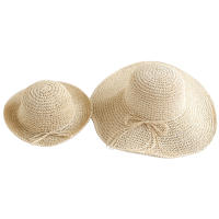 Sombrero De Paja Plegable Para Madre E Hija Protección Solar De Verano Para Playa Y Viajes Exterior Casual Sin Químicos Alérgenos - details 10