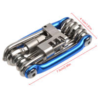 Kit De Reparación De Bicicleta Multifuncional 11 En 1 Herramienta De Ciclismo Con Llaves De Enchufe Destornillador Cadena Hexagonal Y Llaves De Espiga En Aleación De Aluminio Rojo/Azul/Oro/ Negro - details 7