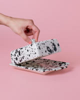 Mantequillera de Cerámica Grande Artesanal - Plato para Mantequilla - Diseño Rústico Hecho a Mano - Cerámica Española - Plato Decoración de Cocina - Blanco con motas Negras Diseño Vintage GALAXY - Alfar Tierra Cocida - details 2