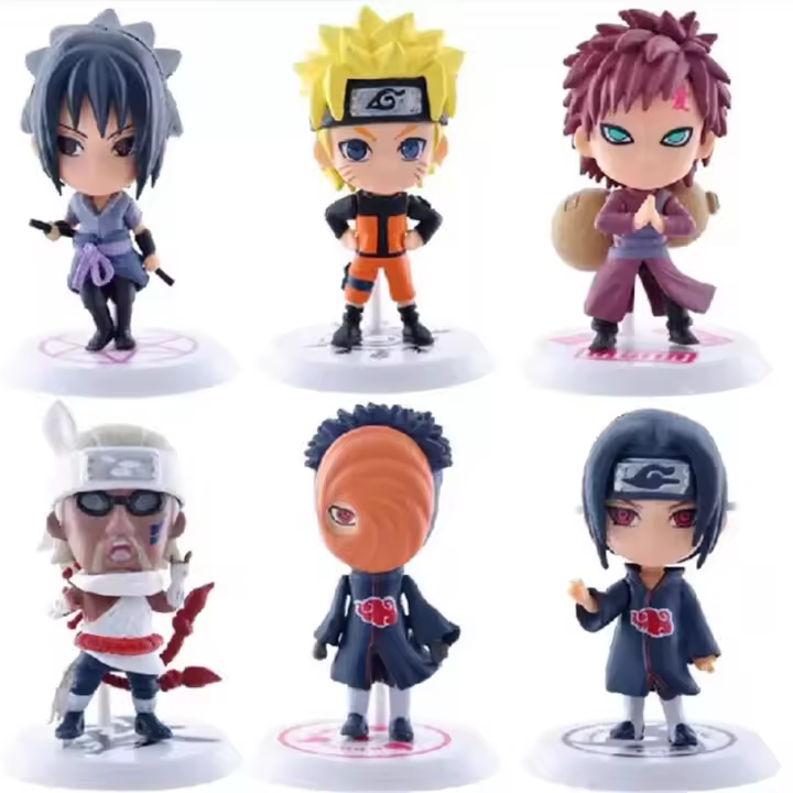 Lote De 6 Figuras Mini De Naruto 7-8cm Sasuke Gaara Uchiha Madara Estilo Doble Base De Personalidad Para Coleccionistas - 1