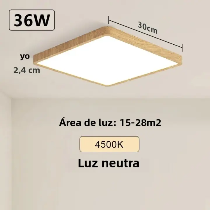 Lámpara De Techo Inteligente Tuya 36W Diseño De Madera LED Con Control De Voz Alexa Google Iluminación Para El Hogar - 1