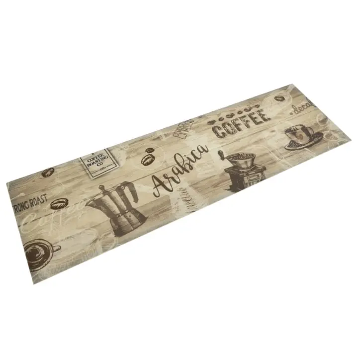 vidaXL Alfombra de cocina lavable terciopelo marrón café 45x150 cm - 1