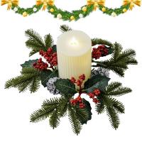 Anillo De Navidad Con Velas De 11 Pulgadas Accesorio De Vela Para Cocina Y Armario Con Bayas Y Nueces Rustico Para Hogar Y Centros De Mesa - details 3