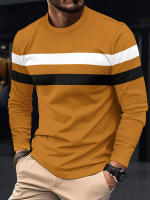 Camiseta informal de manga larga con cuello redondo para hombre, camisa deportiva de moda con bloques de color, para primavera y otoño - details 11