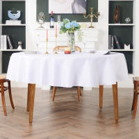 Mantel Redondo Blanco De Seda Para Bodas Y Fiestas Decoración De Mesa Hotelera Y Cumpleaños Mantel De Color Sólido Impermeable Y Antiaceite Para Comedor - details 18