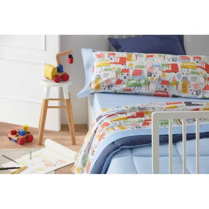 Juego de sábanas infantiles burrito blanco, diseño 178 Azul - 1