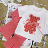 Conjunto De Verano Para Bebés Niñas Con Camiseta De Rayas Y Pantalones Flared 2 Piezas Ropa Infantil Casual De Algodón Y Poliéster - details 3