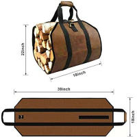 Bolsa de transporte de leña para interiores, bolsa de transporte de leña, bolsa de transporte de lona, canasta de leña portátil para chimeneas, estufas de leña, troncos, camping, - details 1