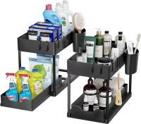 Organizador De Baño Y Cocina Con Dos Cajones Deslizantes Y Ganchos Estante De Almacenamiento Multifuncional Para Fregadero - details 0