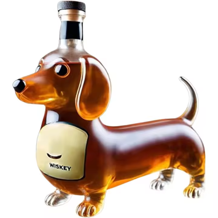 Botella de whisky con forma de perro salchicha, decantador de whisky artesanal con forma de perro, para amantes de los perros y entusiastas del whisky, elegante detalle para el bar del hogar. - 1