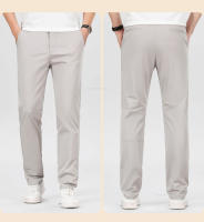 Pantalones Casuales Para Hombre De Algodón Puro Cintura Elástica Estilo Clásico Color Sólido Negra Caqui Gris Pantalones Rectos Para Negocios Cuatro Estaciones - details 13
