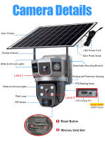 Cámara Solar WIFI Dual Lente Tres Pantallas 12MP 10X Zoom CCTV Exterior Con Seguimiento Automático Detecta Humanos Soporte PTZ IP66 Cam - details 4