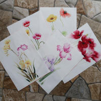 1pc Tela De Algodón Tejida a Mano Con Pintura Al Acuarela Flor DIY Decorativa Y Patchwork Tela Tejida a Mano Antideslizante Para Manualidades - details 0