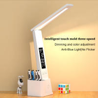 Lámpara De Escritorio Plegable Con Luz De Lectura Y Reloj LED Táctil USB Recargable Para Dormitorios Luz Dimmable Y Conector De Carga - details 2