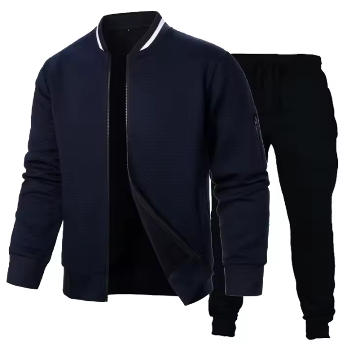 Conjunto De Sudadera Y Chaqueta Ligera Para Hombre En Color Sólido Estilo Casual Con Cierre De Cremallera Pantalones Con Cierre Elástico Streetwear Para La Vida Diaria - 1