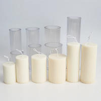 Molde De Vela Geométrico Y Rayado Fácil Desmoldado DIY Cilíndrico Con Tapa Plana De Acrílico Para Fabricación De Velas Suministros De Arte Decoración Del Hogar - details 1
