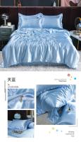 Juego De Cama De Lujo En Seda De Hielo Con Fundas De Almohada Y Funda De Edredón Satinado Textil Doméstico De Alta Gama Color Sólido - details 20