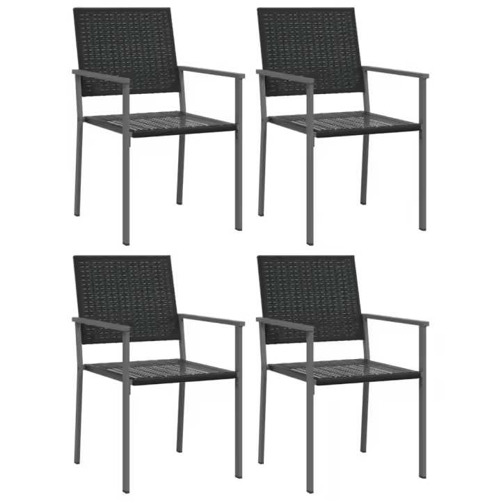 vidaXL Sillas de jardín 4 uds ratán sintético negro 54x62,5x89 cm - 1