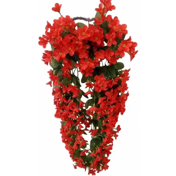 4 Pétalos Que Cuelgan Flores Artificiales, Wisteria Que Cuelgan Flores Artificiales Para La Decoración Del Hogar De La Boda (Rojo) - 1