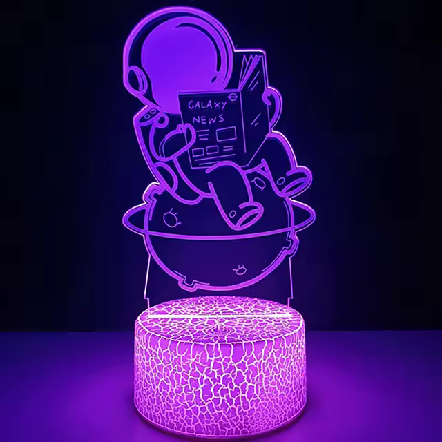 Lámpara De Noche LED 3D Tema Espacial Astronauta Ajustable Para Decoración De Habitación Infantil Regalos De Navidad - 1